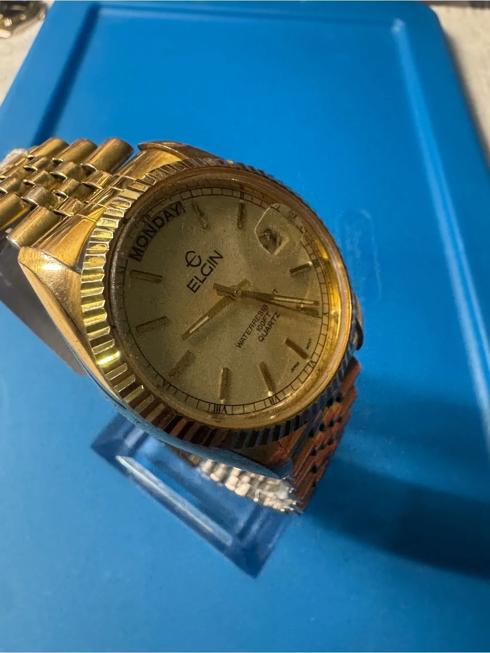 Elgin Men’s Gold Day-Date Quartz Watch